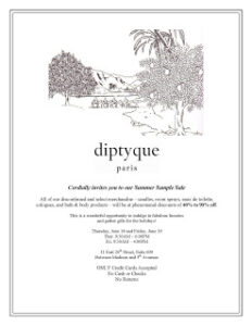 Diptyque Sample Sale Event & Public Sample Sale