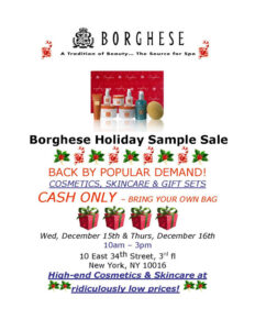 Borghese Holiday Sample Sale