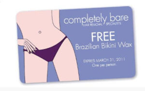 FREE Brazilian Wax at Completely Bare Spas!