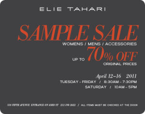 Elie Tahari Spring 2011 Sample Sale
