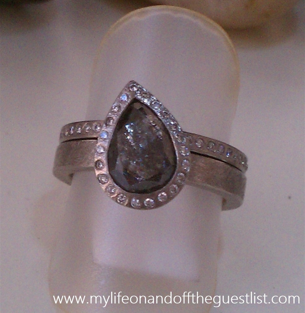 Todd Reed Palladium and Oval Gray Diamond Estate Ring