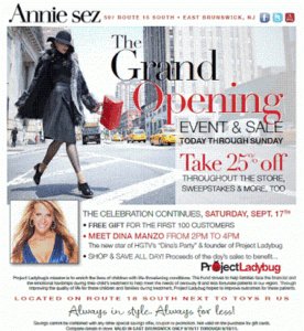 Dina Manzo To Appear at Annie Sez Grand Opening