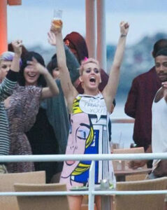 Katy Perry wears Lisa Perry’s Limited Edition Lichtenstein Dress