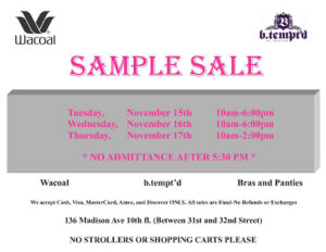 Wacoal Sample Sale – Chic Bras & Panties at Amazing Prices