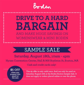 Shopping Boston | Boden Sample Sale