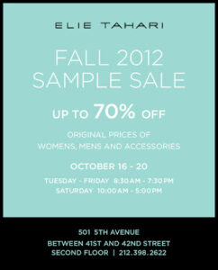 Shopping NYC | Elie Tahari Fall 2012 Sample Sale