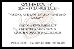 Shopping NYC | Cynthia Rowley Summer 2013 Sample Sale