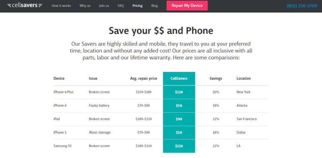 CellSavers Pricing