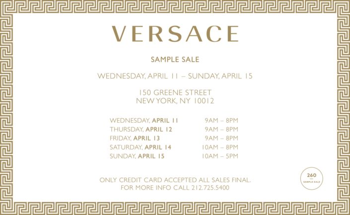 SHOPPING NYC: Versace Versace Versace Sample Sale