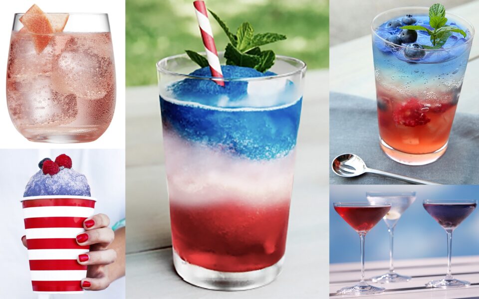 patriotic drinks: red, white, and blue cocktail