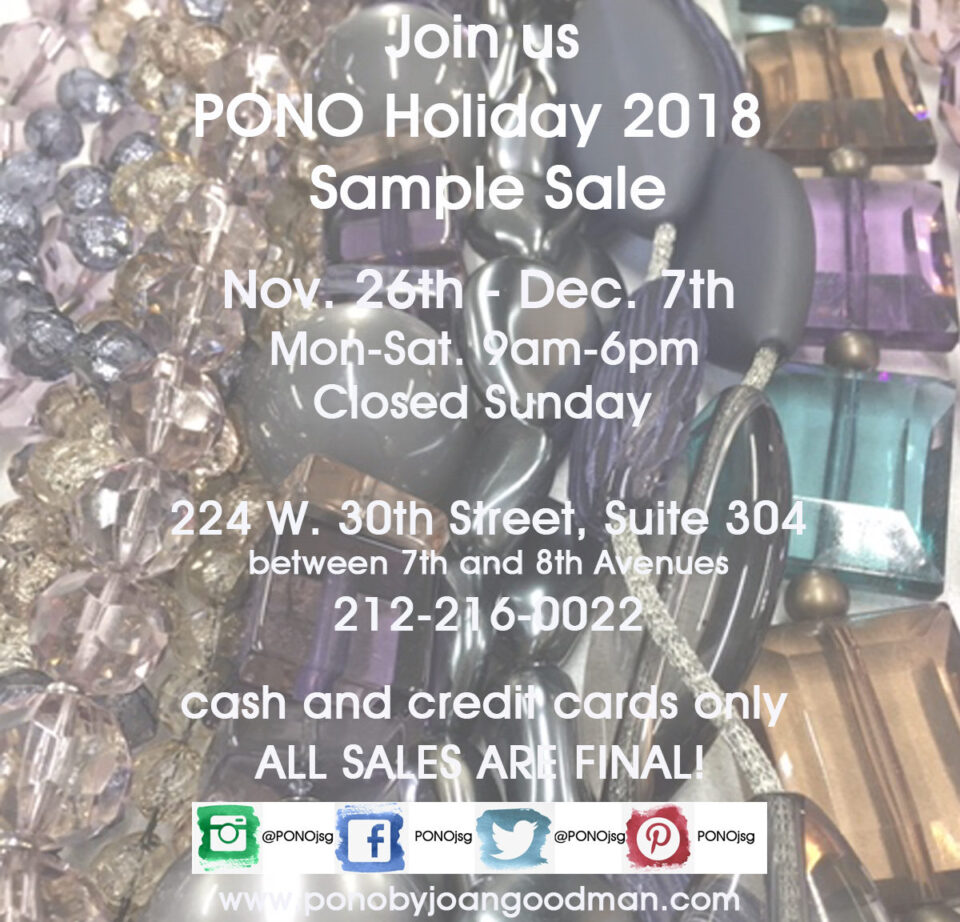 PONO 2018 Holiday Jewelry Sample Sale