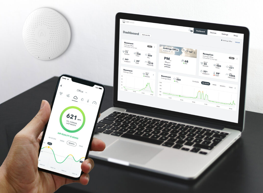 Airthings Wave Plus indoor air quality monitor with Radon detection