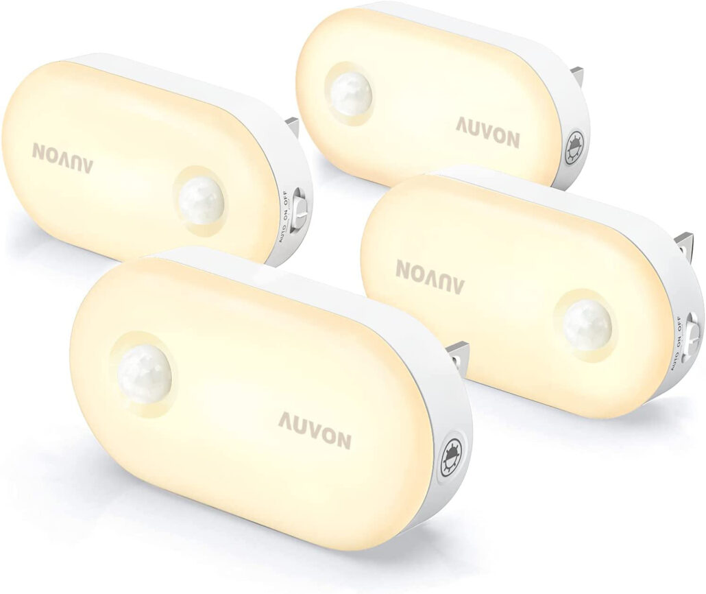 AUVON Plug-in LED Motion Sensor Night Light, Warm White LED