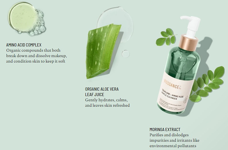 NEW in Beauty: Biossance Squalane + Amino Aloe Gentle Cleanser Key Ingredients