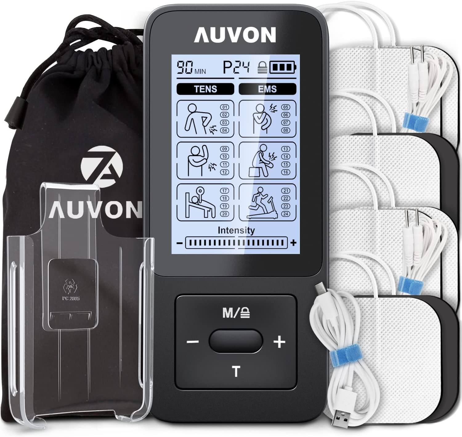 AUVON 24 Modes TENS Unit Muscle Stimulator for Pain Relief, $26.99