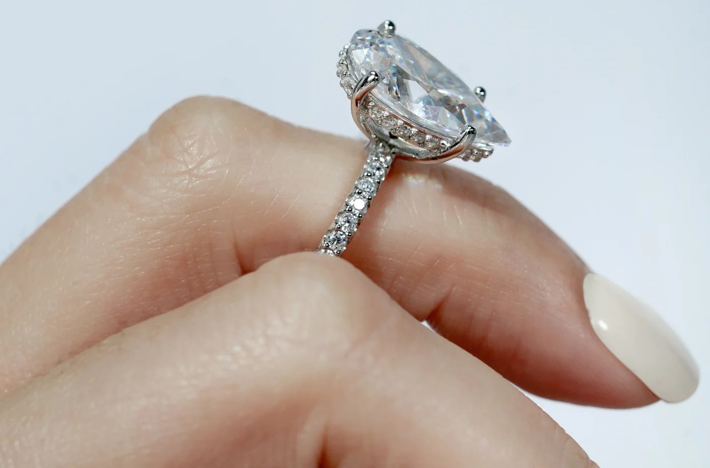 Cubic Zirconia Pear Cut Engagement Ring