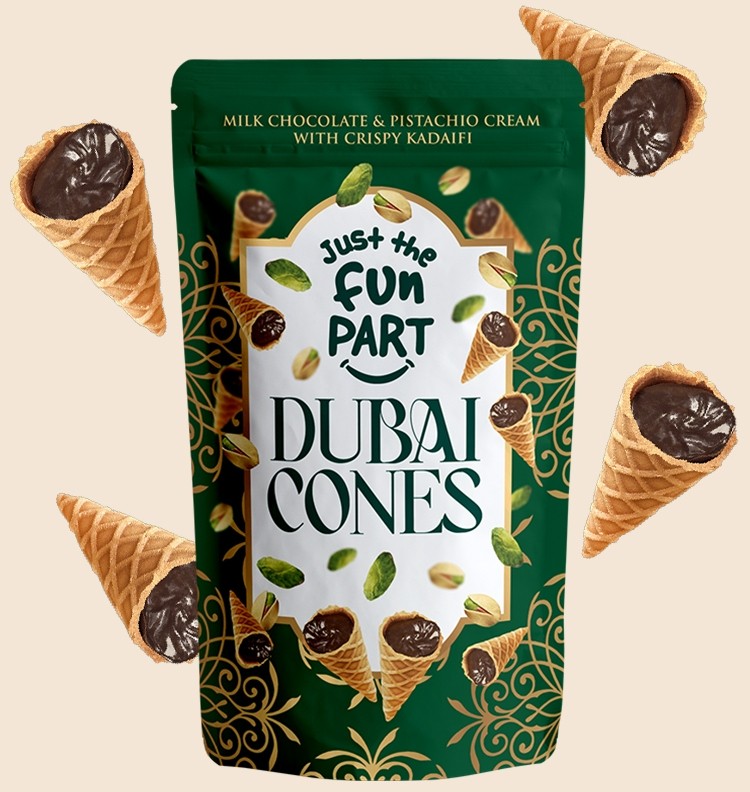 Just The Fun Part Launches Dubai Cones with Pistachio Cream & Kadaifi Crunch